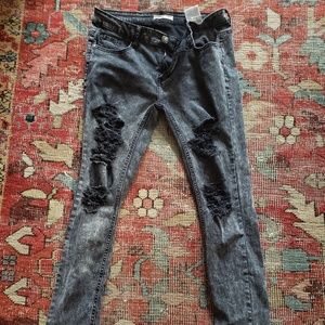 Hot Topic Machine Distressed Grey Jeans
